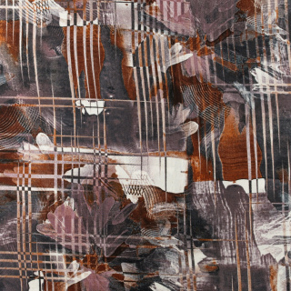 Viskose Stoff braun-grau glatt Blumen 100% Viskose 0,5m