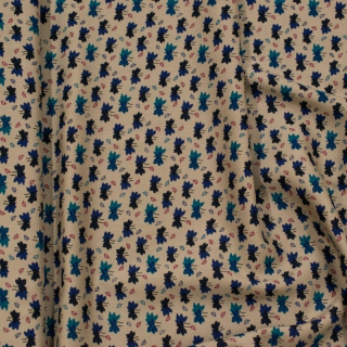 Stoff Viskose 100% beige Blätter Muster 0,5m