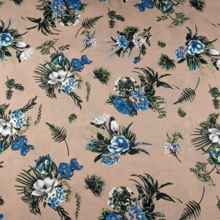 Beiger Viskosestoff Blumen 100% Viskose 0,5m