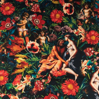 Viskose Twill Stoff farbig glatt Blumenmuster 0,5m