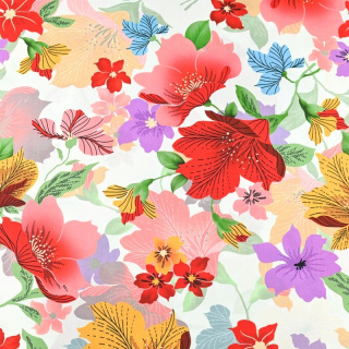 Viskosestoff weiß Blumen 100% Viskose 0,5m