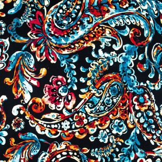 Schwarzer Viskosestoff Blumenmuster 100% Viskose 0,5m