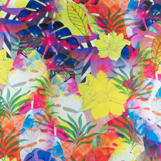 Stoff Viskose Twill glatt buntes Blumenmuster 0,5m