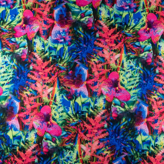 Stoff Viskose Twill rosa glatt Blumenmuster 0,5m