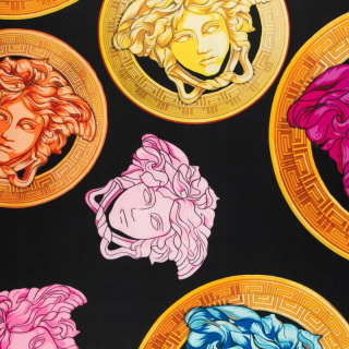 Stoff Viskose Twill schwarz glatt italienisches Muster 0,5m