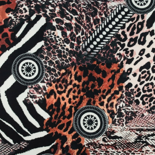 Stoff Viskose Twill schwarz glatt Tiermuster 0,5m