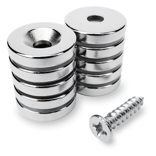 Neodýmový magnet prstencový s otvorom pod skrutku 15×3 mm – 10 ks
