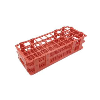 Faltbarer Probenträger aus PP, 40 Plätze (4×10), Durchmesser 20 mm, rot, 246×106×68 mm