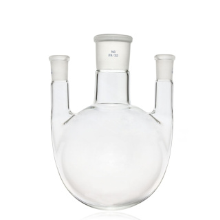 Dreihalsbank mit rundem Boden, gerade Hälse, 1000 ml, Schleifmaß 29/29/29, Borosilikatglas (BORO 3.3)