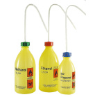 Striekacia fľaška LDPE 250 ml s potlačou DISTILLED WATER, závit GL25 - žltá