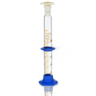 Messzylinder aus Glas mit Kork PP und PP-Sockel, 25 ml, Klasse A, braune Skala, geschliffene Verbindung 14/23, mit Zertifikat – GLASSCO