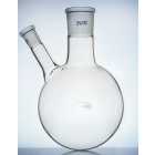 Doppelhalskolben mit rundem Boden und schrägem Seitenhals, 50 ml, Schliffe 29/32 und 14/23, GLASSCO, Borosilikatglas (BORO 3.3)