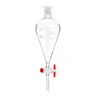 Kegelabscheidertrichter Squibb mit Skala, 2000 ml, Schliff 29/32, PTFE-Hahn, Borosilikatglas (BORO 3.3)