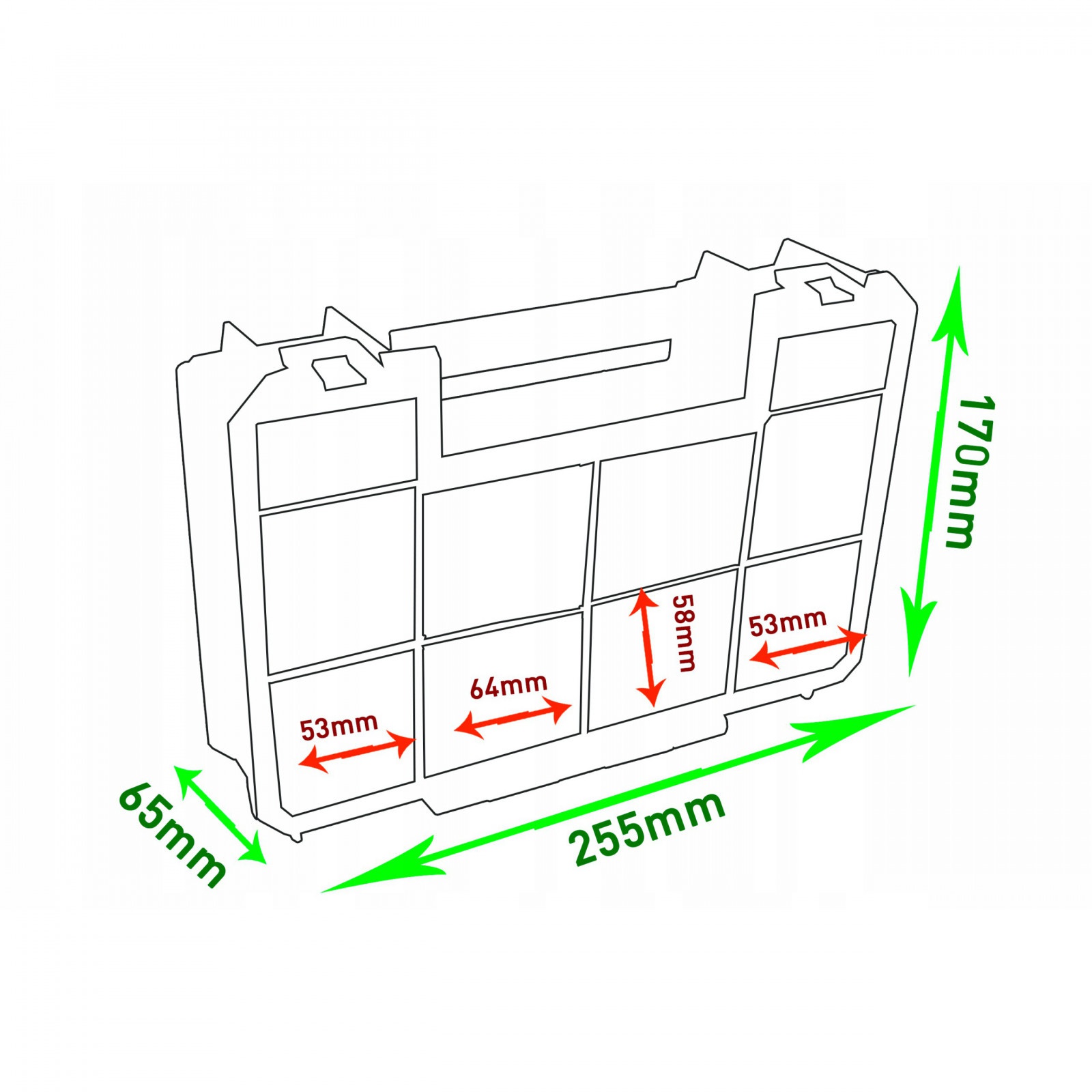 Werkzeugkoffer Schrauben 25x6x17cm Montageorganizer megamix.sk